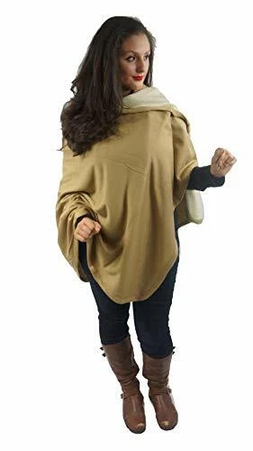 OFF WHITE Mantello Cappelli Cappotto in cashmere Cappello di lana Ruana Poncho Shrug Cappotto Cappello Cammello Avorio