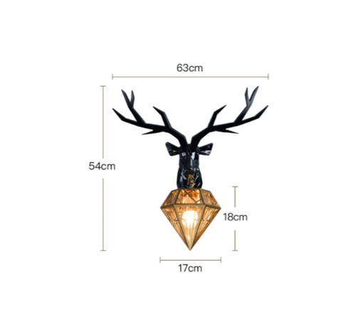 Nordic Winter Deer Antler Wall Lamp LED E27 Resin Lighting Diamond Sconce Decor - Picture 9 of 18