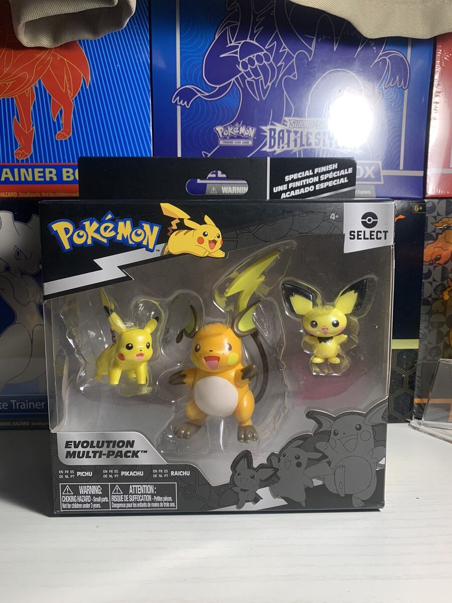 Pokemon Evolution Multi-Pack: PICHU, PIKACHU & RAICHU *Special Finish* Figures!