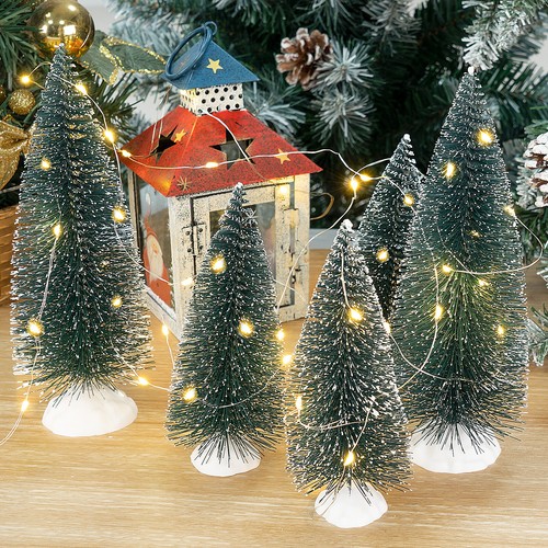Tannenbaum Miniatur 10er Künstliche Weihnachtsbaum Schnee Tisch-Weihnachtsdeko - Bild 6 von 8