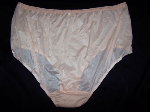 BALI Full Size Slippery Sheer Beige Granny Panties Size 14 - Picture 2 of 3