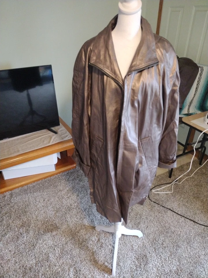 Abrigo de Cuero Flecha Chaqueta de Cuero Genuino M Vintage Belleza Color Marrón/Cobre Foto 3 de 4