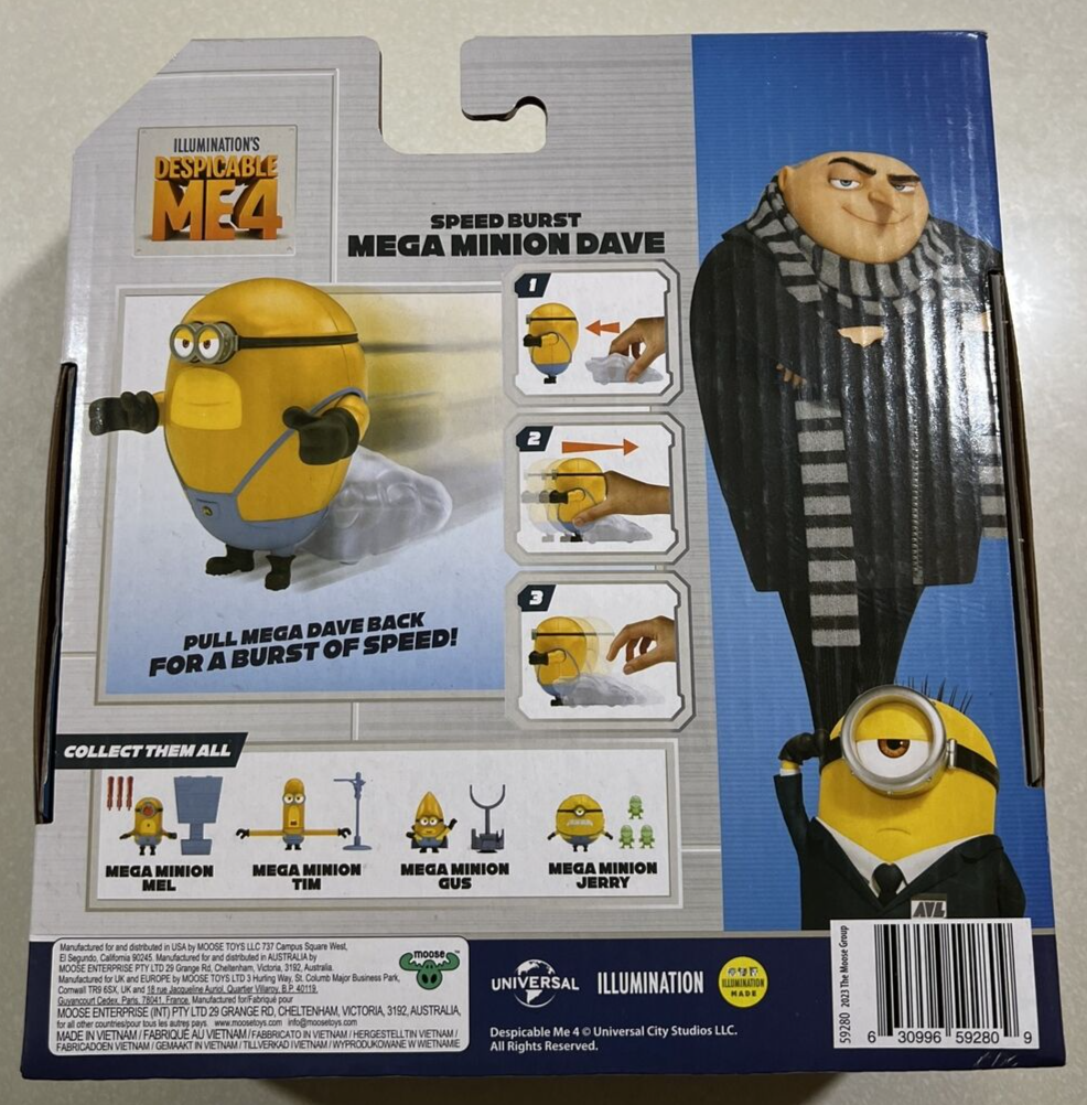 NEW 2024 Despicable Me 4 Speed Burst Mega Minion Dave 4” Action