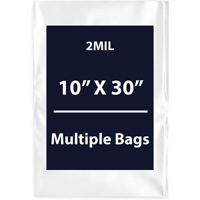 2Mil 10'' X 30'' | LDPE Clear Flat Poly Bags, Flexible & Durable | Multiple Bags