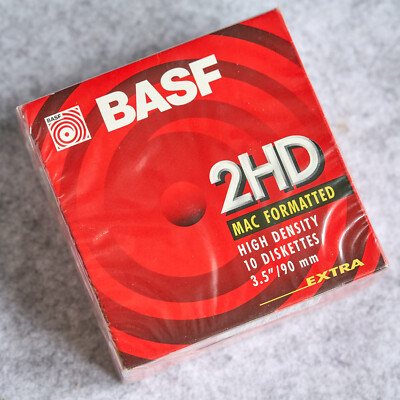 NEU Box 10 BASF Emtec 3,5'' Disketten 2HD Extra, Mac formatiert inkl. Etiketten