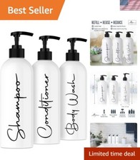Luxury Refillable Shampoo Dispenser Bottles - 16oz Set of 3 for Bath Perfection