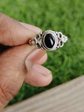 Natural Black Onyx Ring,925 Sterling Silver Ring,Hanmdade Ring,All Sizes 3 to 14