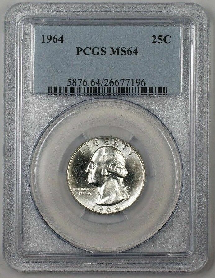 1964 Washington Silver Quarter Coin 25c PCGS MS-64 Type B 1B | eBay