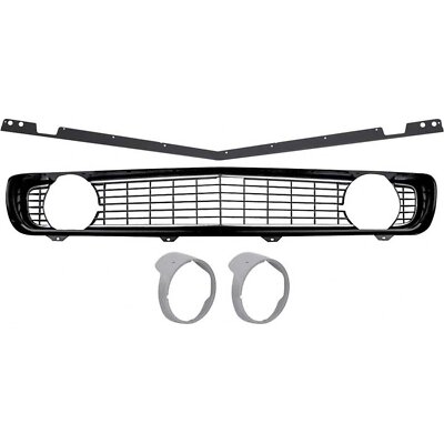 OER R5028E 1969 CAMARO STANDARD COMPLETE GRILL KIT WITH BEZELS BLACK GRILL
