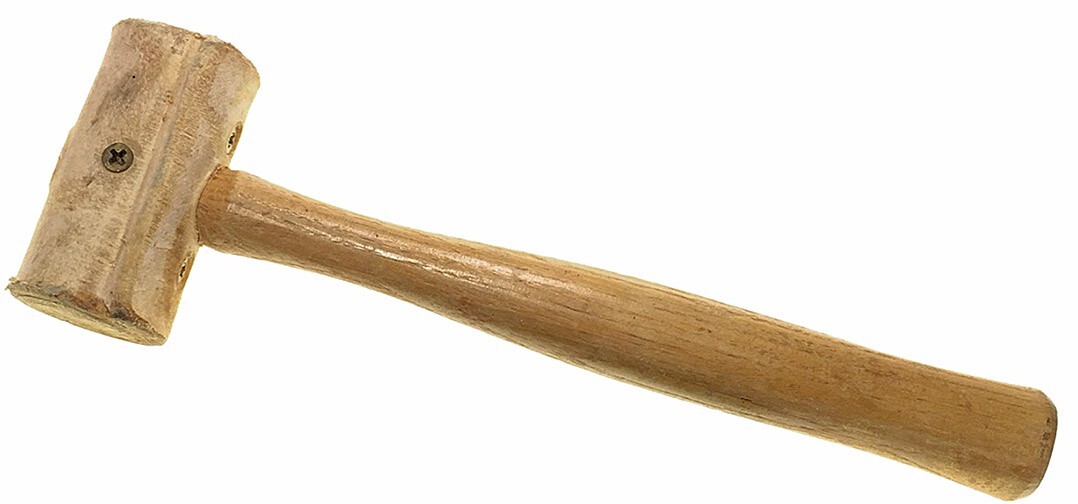 Solid Rolled Rawhide Leather NonMarring Mallet 2" Head 10" Hickory