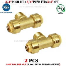 3/4" x 3/4" x 3/4" MALE NPT  PUSH FIT Tee Lead Free Brass - PAKA TOOLS