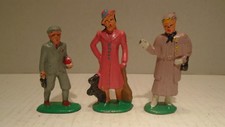 BARCLAY TOY FIGURES B157 WOMEN PASSANGER WITH DOG B163 BOY B165 ELDERLY WOMEN