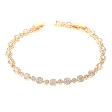 Gold Tone Gold Plated Metal Cubic Zirconia Latch Bracelet XPE2569-GLD