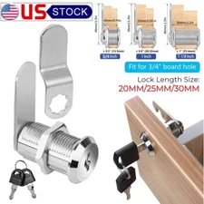 3/4" 1" 1-1/8" Universal Cam Lock Cabinet Keyed Cam Lock RV Tool Box Lock w/Key