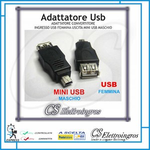 Adattatore Convertitore Ingresso Usb Femmina Uscita Mini Usb Maschio Ebay