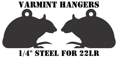 1/4'' 22LR Steel Shooting Targets - 2pc Rat Varmint/Animal Silhouette Hangers
