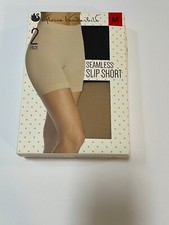 Gloria Vanderbilt Pack Of 2 Women's Beige Black Seamless Slip Short Size: Medium
