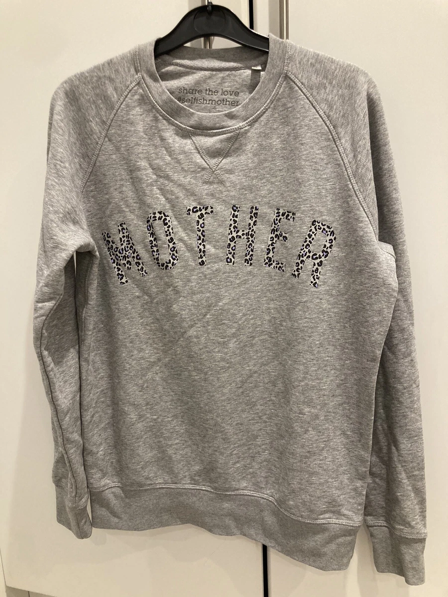 selfish mother grey sweatshirt with animal Leopard print MOTHER