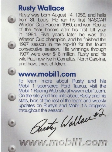Rusty Wallace / Jeremy Mayfield Mobil 1 Racing Glossy 7 card lot Ser #'d 09468 - Picture 12 of 12