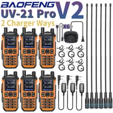BaoFeng UV-21 Pro V2 FM Walkie Talkie Long Range Two Way Ham Radios Up UV-5R Kit