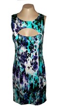 New Dress GUESS Shift Peekaboo-Neckline A-Line Cotton turquoise MSRP-$118.00 4