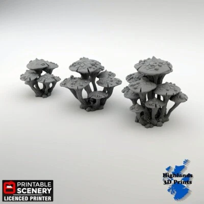 PRINTABLE SCENERY Mushroom Clusters Scatter Terrain Tabletop Gaming DnD 3D Print 32/28/20/15/10mm