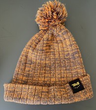 TEVA Adult Orange Grey Knit Pom Winter Hat Beanie One Size 100 Acrylic