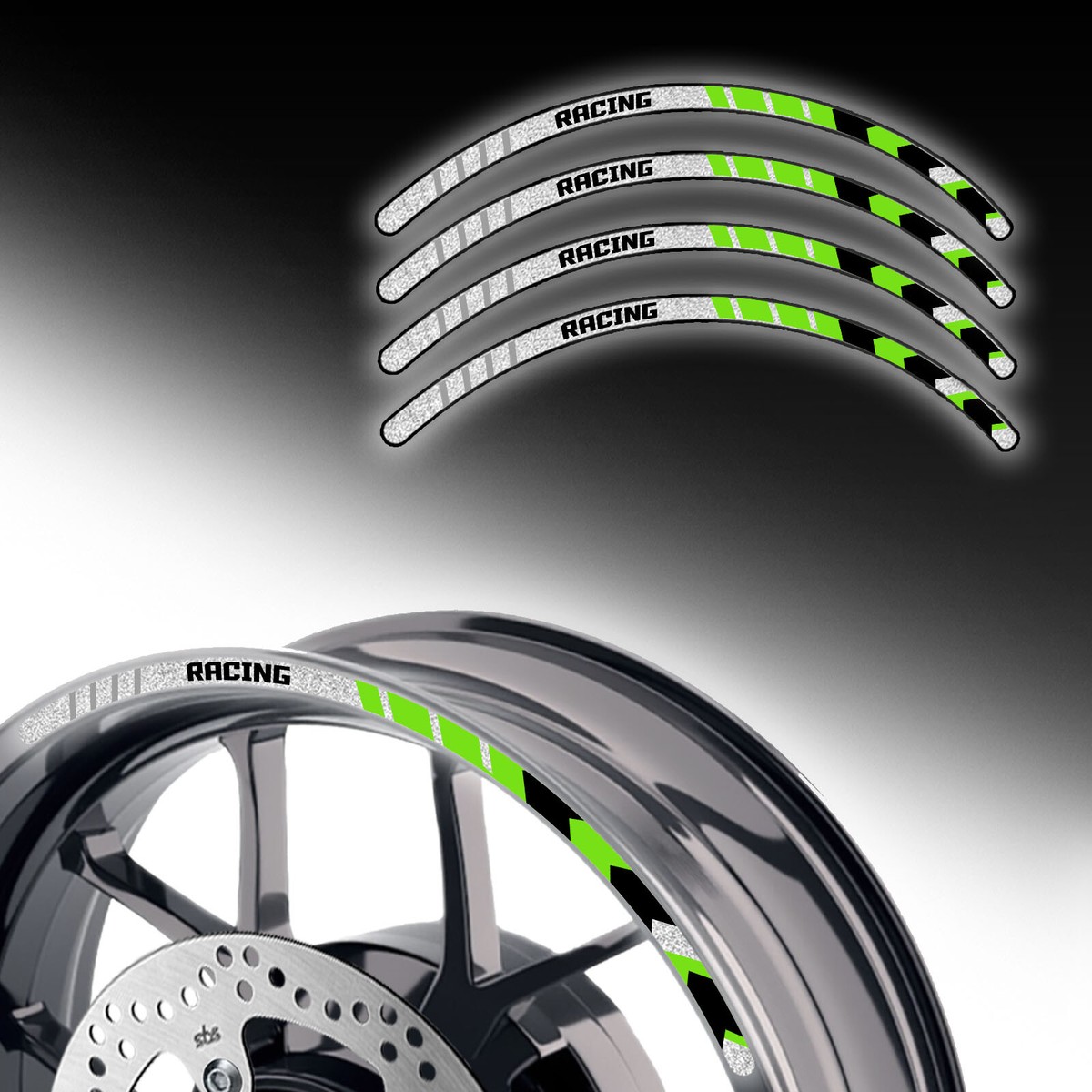 For Kawasaki Z650 17 18 19 20 21 22 17 inch Green Reflective Wheel