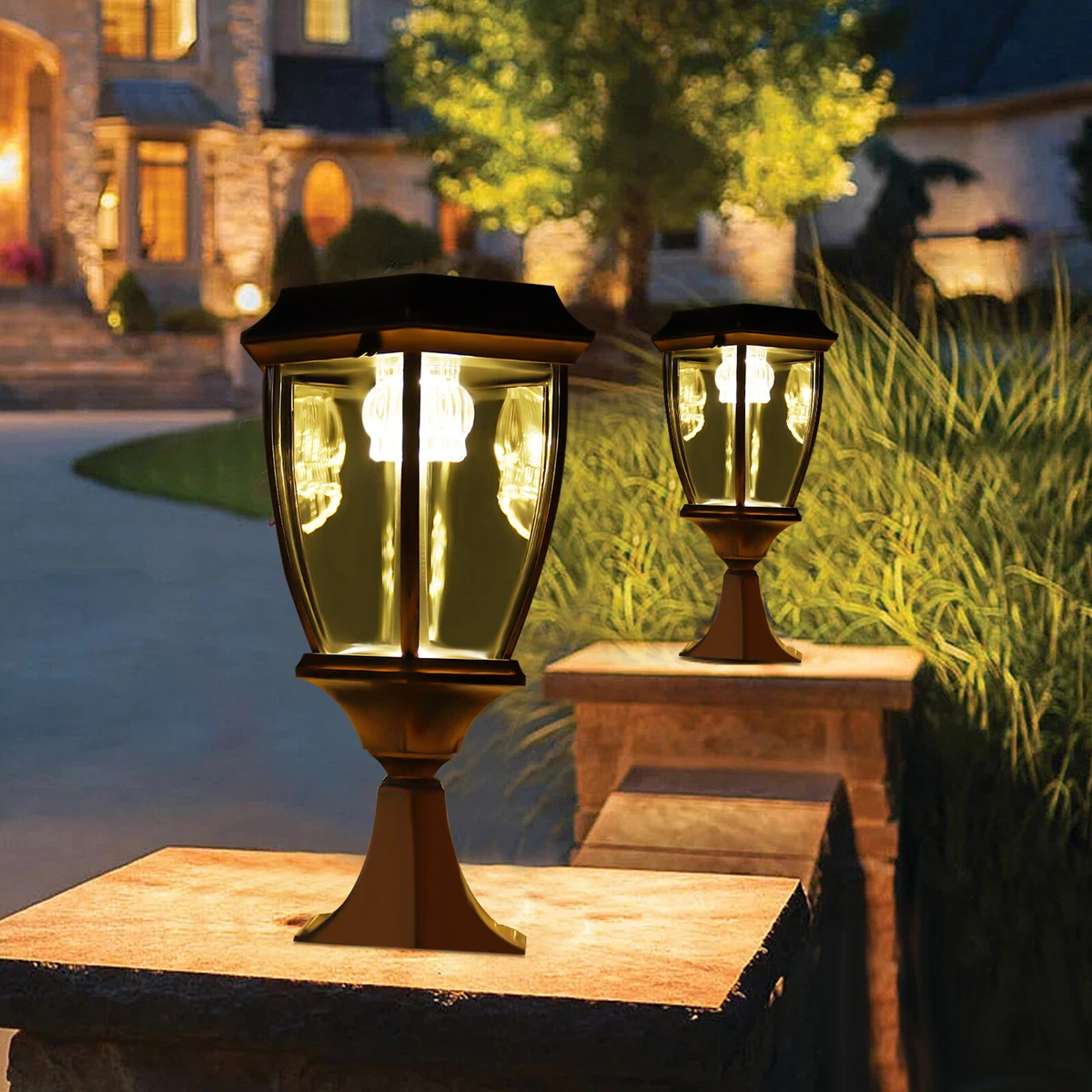 Solar lights top for driveway pillars