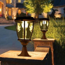 2 × Solar Post Cap LED Post Light Pillar Light For Garden Fence Patio Decoration
