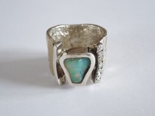 Ring 925 Sterlingsilber 18K 750 Gold Boulder Opal Steine Farblos 18,8 g/Gr.58
