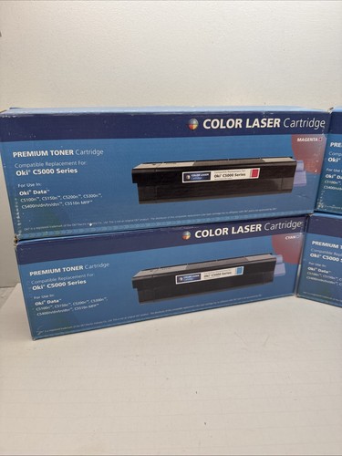 Oki C5000 Series Lot Black, Yellow, Magenta, Cyan Color Laser Cartridges New 4 - Picture 2 of 5