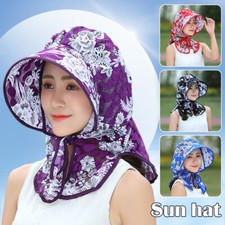 Women Floral Summer Sun Protection Hat Neck Cover Outdoor Sun Hat Sunscreen Cap