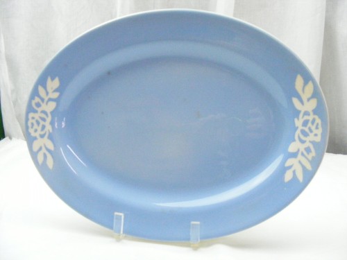 Vintage Harker Pottery USA Platter Serving Dish 13 1/2 x 10 White Rose CarvKraft - Picture 2 of 8