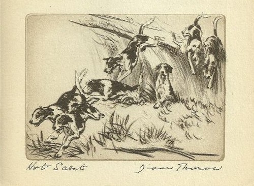 American Foxhound - CUSTOM MATTED - Vintage Dog Art Print - 1936 Diana Thorne