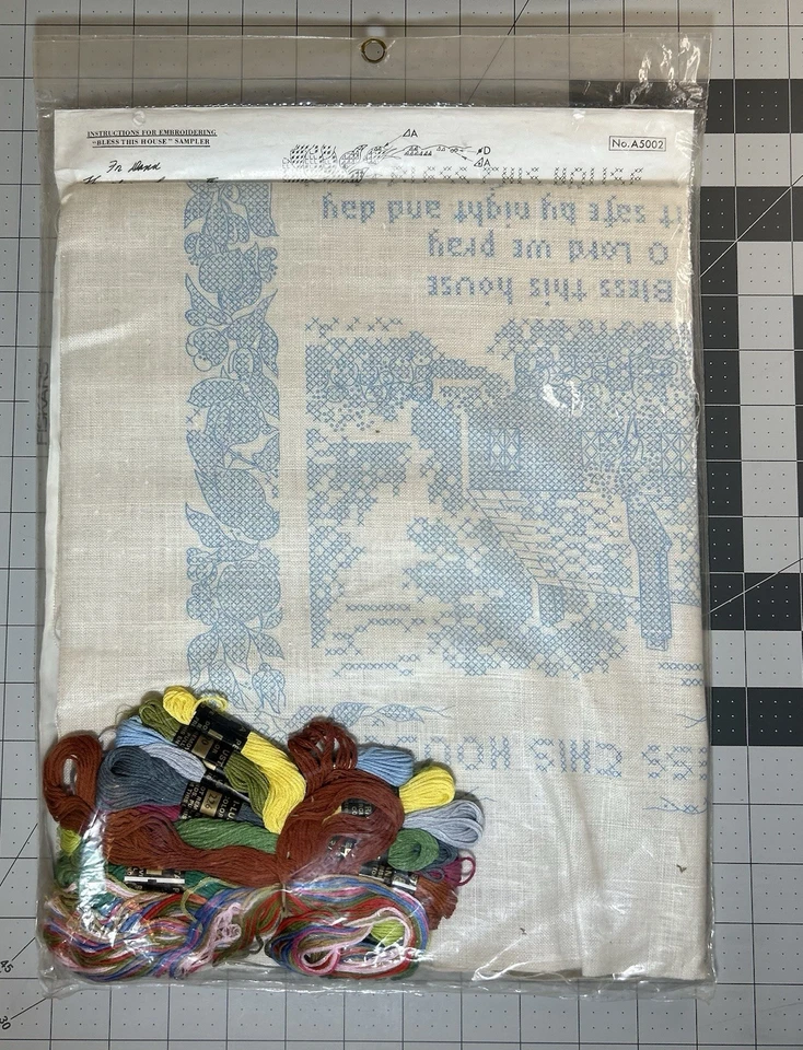 Paragon Stitchery by Julie Stamped Cross Stitch Kit BLESS THIS HOUSE on Linen - Image 2 of 4