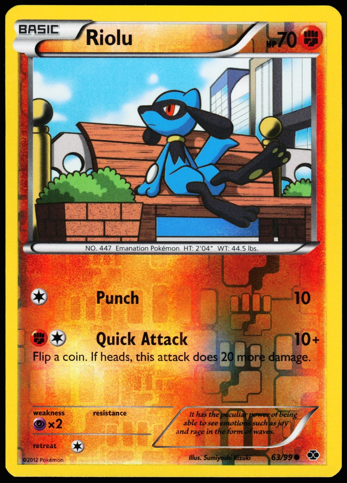 Pokemon Card - Riolu Next Destinies 63/99 Reverse Holo