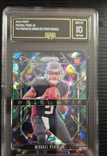 2024 Panini Green Ice Prizm (RC) #10 Atlanta Falcons Michael Penix Jr 💎 GMA 10 