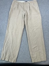 Vintage Polo Ralph Lauren Trousers Pants Sz 36x31 Made In USA Beige Wide Leg