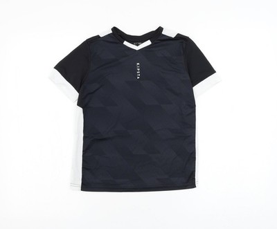 Schwarzes Jersey-T-Shirt Jungen UK-Größe 9-10 Jahre Kipsta