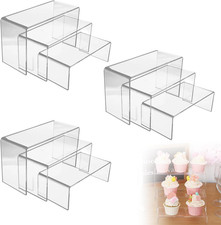 9 Pezzi Espositore in Acrilico, Alzate per Buffet, 3 Dimensioni Scaletta Esposiz