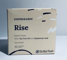 Cornea Care Rise Eyelid Wipes With Tea Tree Oil & Hyaluronic Acid 30 Wipes New