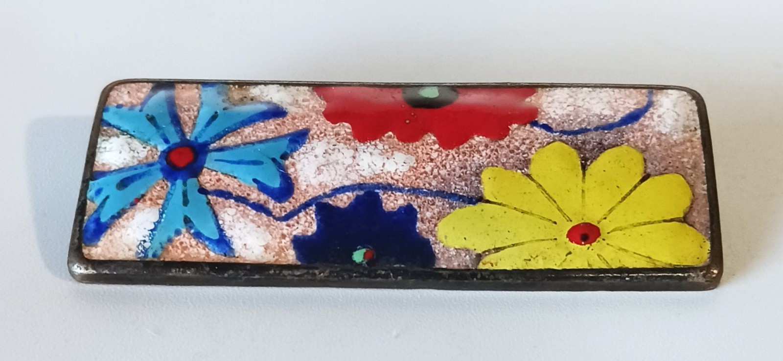 Vintage Rectangular Brooch w/ Shiny Multicolored … - image 4