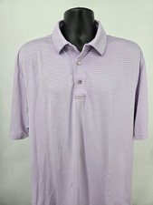 Straight Down Polo Shirt Large Purple Stripe Golf Performance Preppy Golfer Men