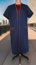 Vintage 70 s Flutterbye Navy w/Red Trim Polyester Sheath Dress Jacket Set