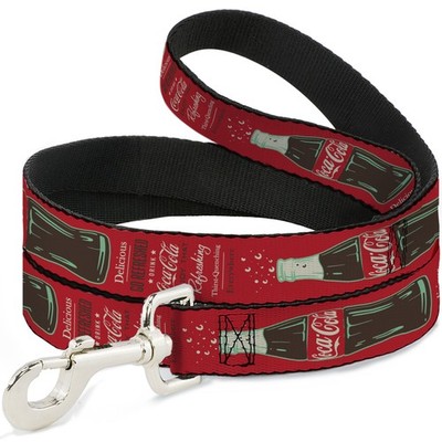 Dog Leash Vintage Coca-Cola DELICIOUS GO REFRESHED Typography and Bottle Red/Bro