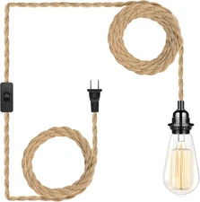 Plug in Hanging Light Fixture, 15FT Pendant Lamp Lights Cord with Switch Cord E2