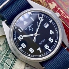 Excellent Working PULSAR Vintage Men Quartz Wristwatch Black Nylon Strap