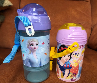 Disney Frozen 2 Schluck und Snack Kantinenflasche & Disney Princess Pop Up Flasche NEU