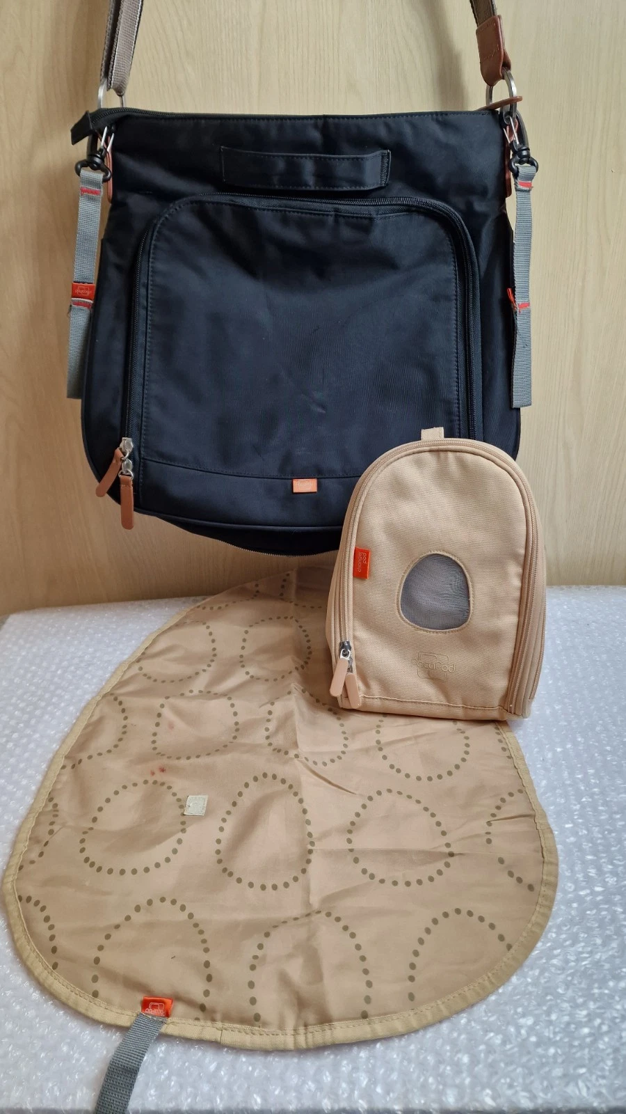 PacaPod Black Designer Baby Changing Bag Plus Changing Mat And Mini Pod Bag